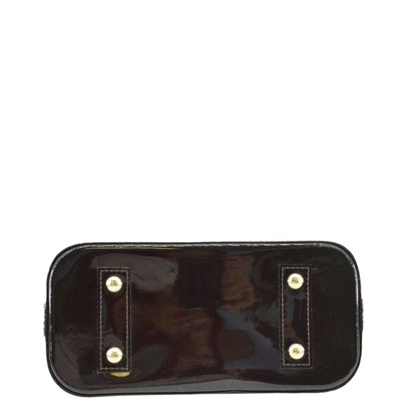 Louis Vuitton  Alma BB Monogram Vernis Satchel Bag Dark Burgundy - Picture 9 of 13